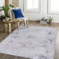 LOOM LUXE 8x10 Area Rugs Living Room, Washable Rug, Low - Pile, Non - Slip, Non - Shedding, Foldable, Kid Pet Friendly - Area Rugs living room, bedroom, kitchen Gray/Gold, 8x 10