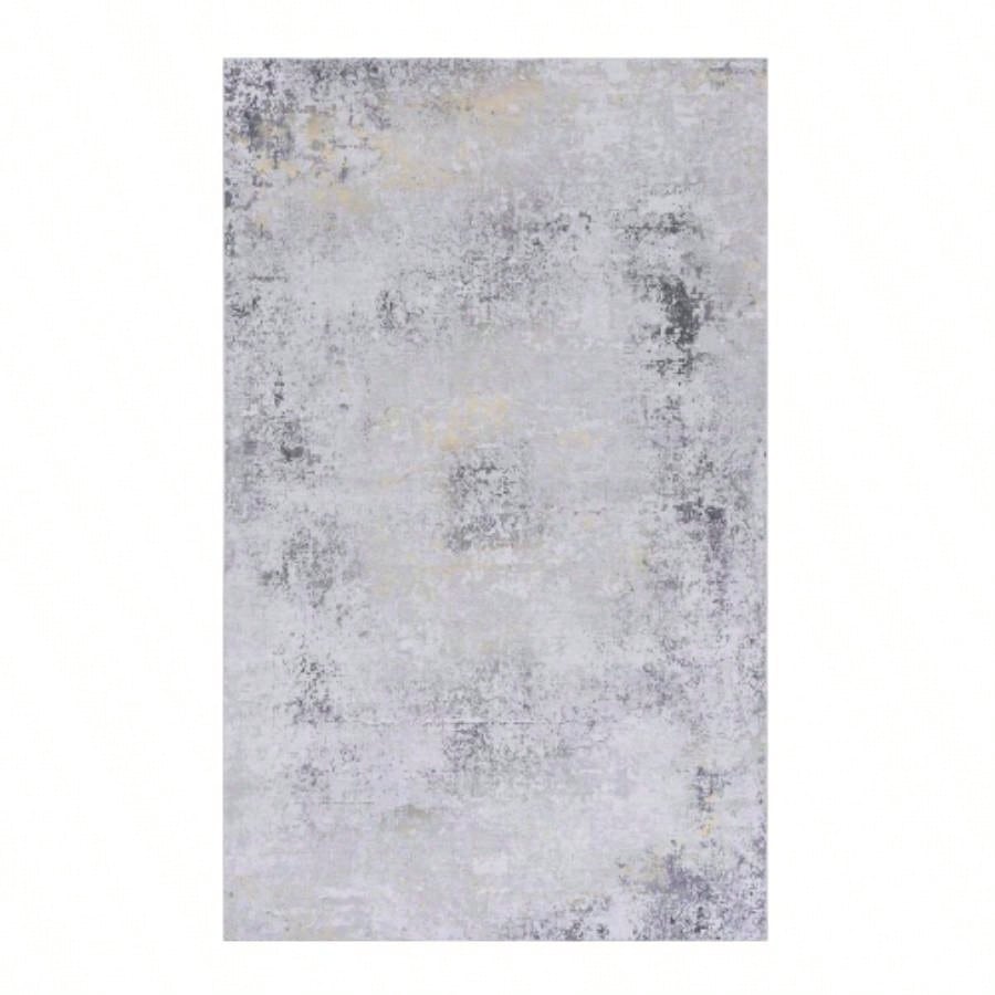 LOOM LUXE 8x10 Area Rugs Living Room, Washable Rug, Low - Pile, Non - Slip, Non - Shedding, Foldable, Kid Pet Friendly - Area Rugs living room, bedroom, kitchen Gray/Gold, 8x 10
