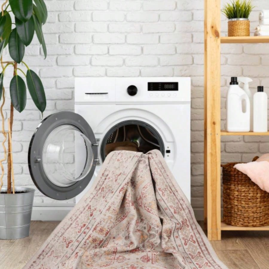 LOOM LUXE 8x10 Area Rugs Bedroom, Washable Rug, Low - Pile, Non - Slip, Non - Shedding, Foldable, Kid Pet Friendly - Area Rugs living room, bedroom, kitchen Beige, 8x10