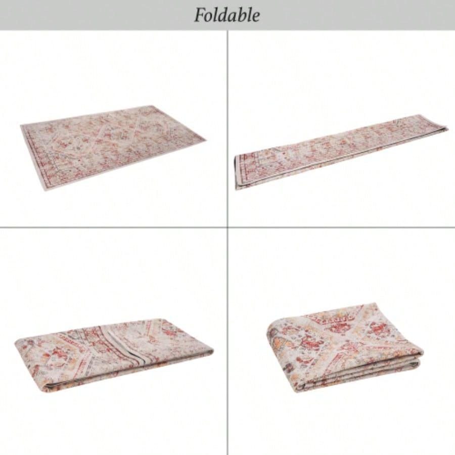 LOOM LUXE 8x10 Area Rugs Bedroom, Washable Rug, Low - Pile, Non - Slip, Non - Shedding, Foldable, Kid Pet Friendly - Area Rugs living room, bedroom, kitchen Beige, 8x10
