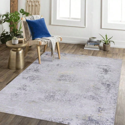 LOOM LUXE 8x10 Area Rugs Living Room, Washable Rug, Low - Pile, Non - Slip, Non - Shedding, Foldable, Kid Pet Friendly - Area Rugs living room, bedroom, kitchen Gray/Gold, 8x 10