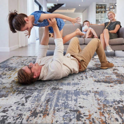 LOOM LUXE 6X9 Ivory/Blue/Abstract Non - Shedding Living Room Bedroom Dining Home Office Stylish and Stain Resistant Area Rug