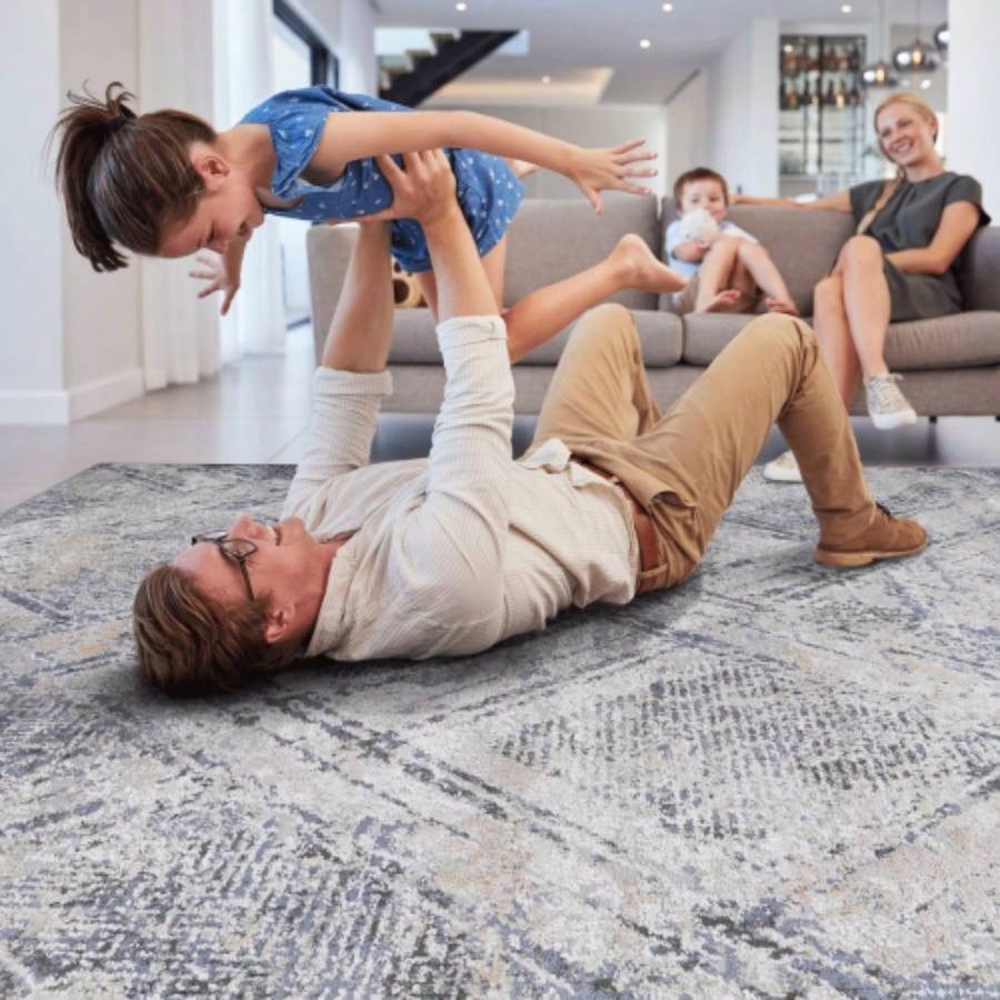 LOOM LUXE 6X9 Blue//Geometric Non - Shedding Living Room Bedroom Dining Home Office Stylish and Stain Resistant Area Rug