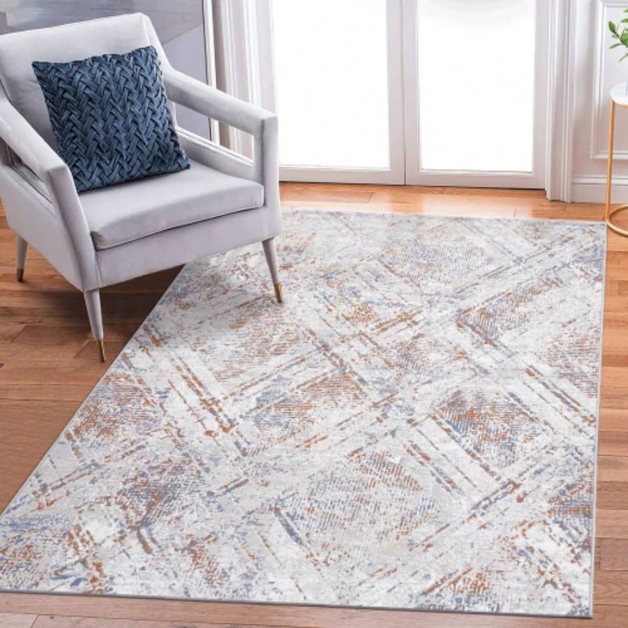 LOOM LUXE 8X10 Beige/Geometric Non - Shedding Living Room Bedroom Dining Home Office Stylish and Stain Resistant Area Rug