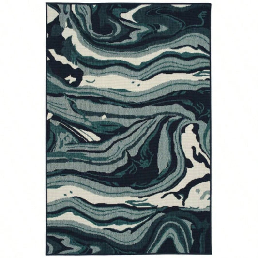 Modern, Abstract, Textured Cut Pile 53x 6 Rectangle Area Rug