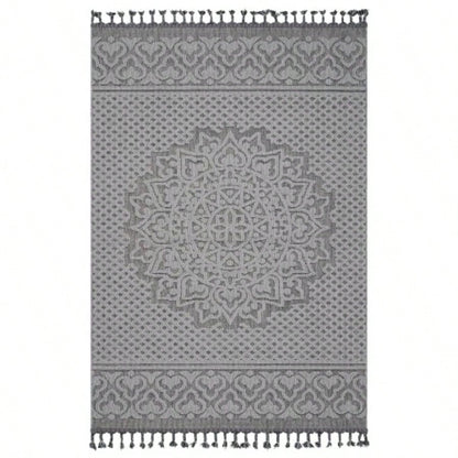 LOOM LUXE 8X10 Gray/White/Medallion Indoor/Outdoor Area Rug