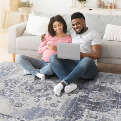 NAAR PAYAS 6X9/ Blue/ Medallion Area Rug