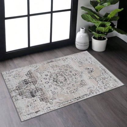 NAAR PAYAS 6X9/ Beige/ Medallion Area Rug