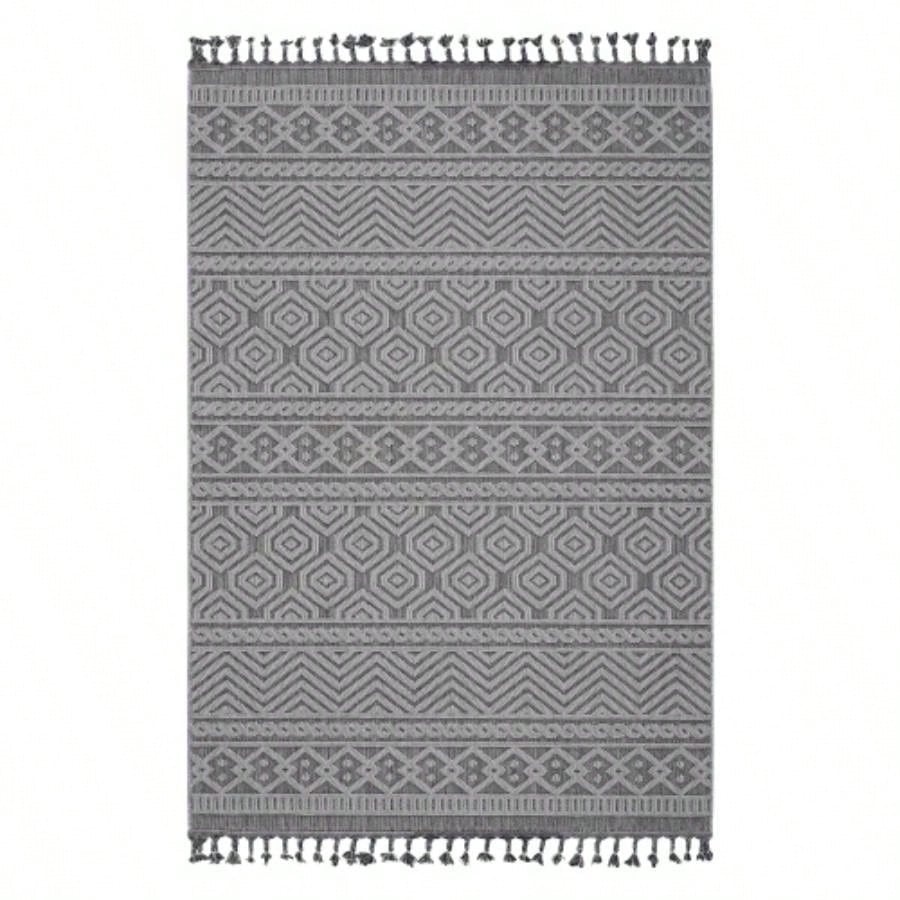 NAAR Guros 5X7/ White/ Geometric Indoor/ Outdoor Area Rug