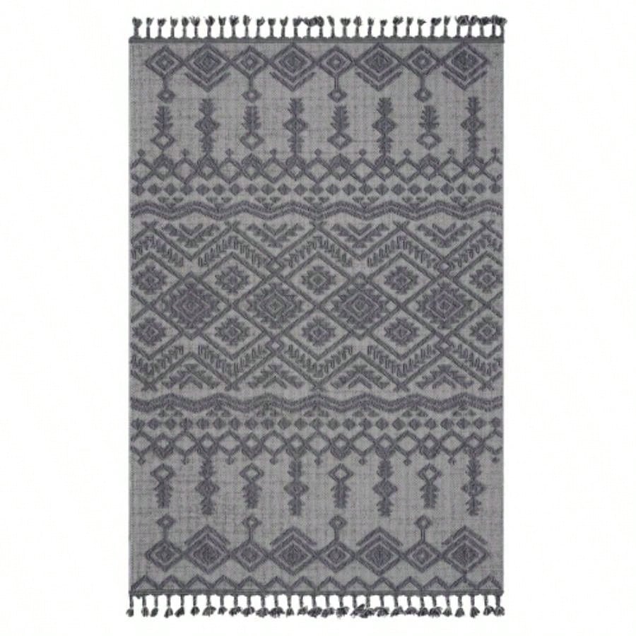 NAAR Guros 5X7 White/ Gray/ Traditional Indoor/ Outdoor Area Rug