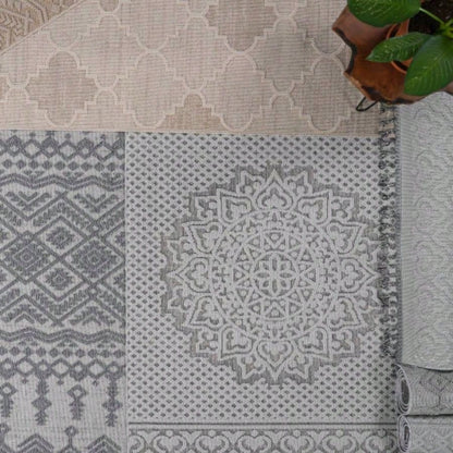 NAAR Guros 5X7 Gray/ White/ Medallion Indoor/ Outdoor Area Rug