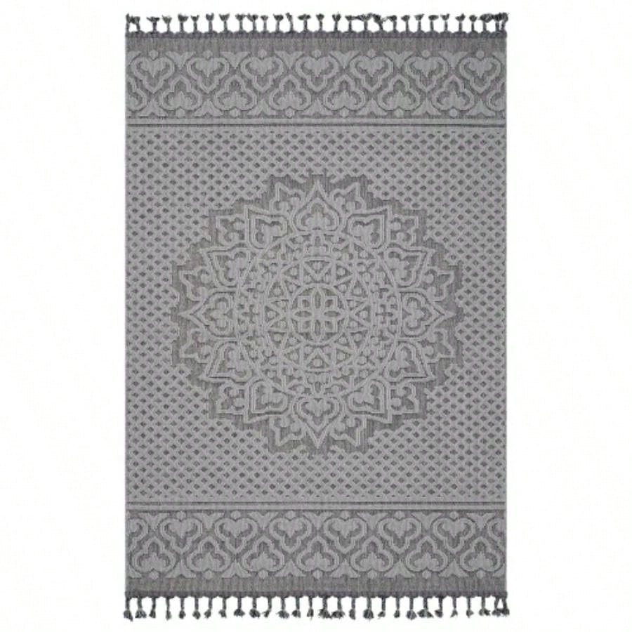 NAAR Guros 5X7 Gray/ White/ Medallion Indoor/ Outdoor Area Rug