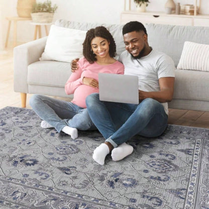 LOOM LUXE 8X10/Blue/ Non - Shedding Living Room Bedroom Dining Home Office Stylish and Stain Resistant Area Rug
