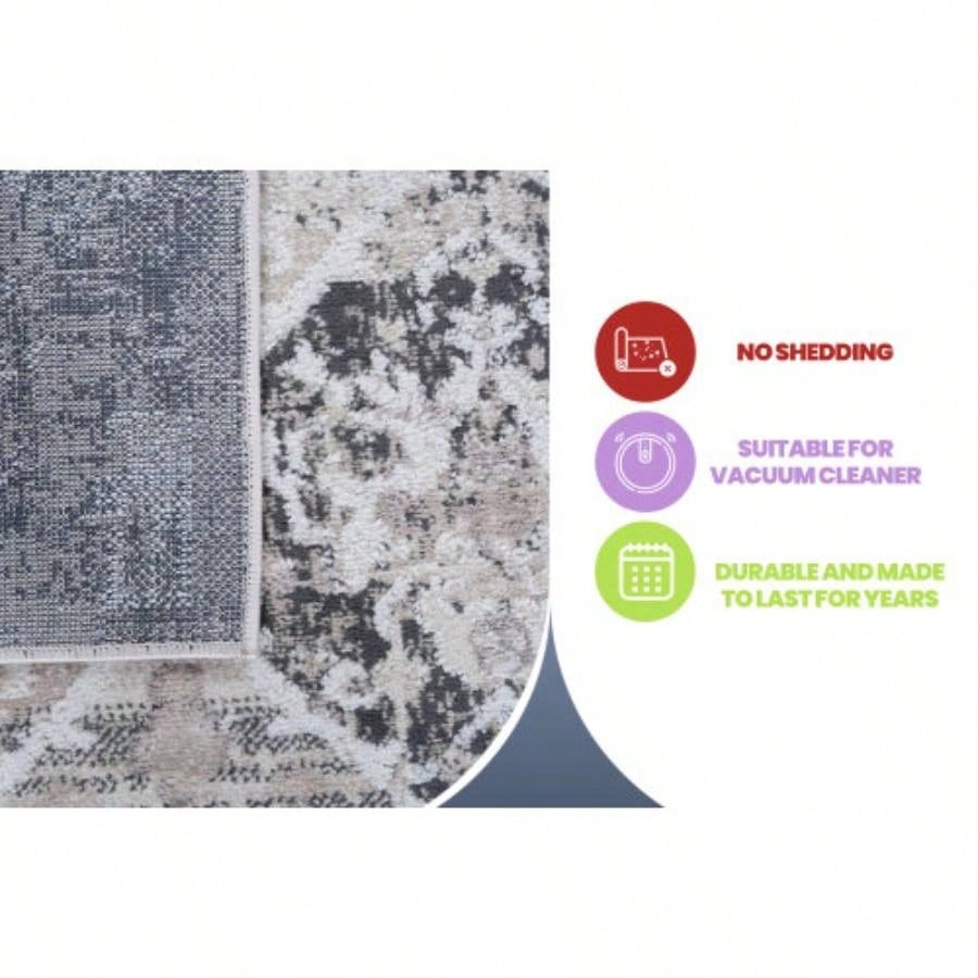 LOOM LUXE 8X10/Anthracite/Traditional Non - Shedding Living Room Bedroom Dining Home Office Stylish and Stain Resistant Area Rug