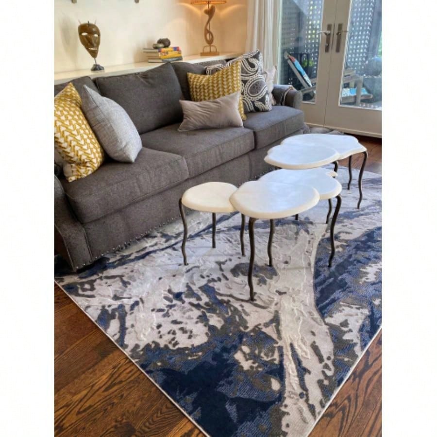 Casual, Contemporary, Modern, Abstract, Textured, High - Low Cut Pile 93x 12 Rectangle Area Rug