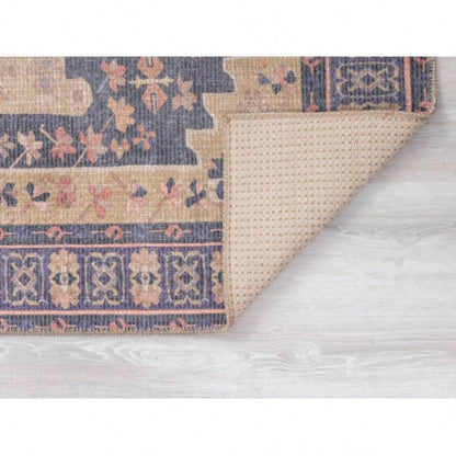 Traditional, Transitional, Medallion, Border, Distressed Textured Cut and Loop Pile 6x 10 Rectangle Area Rug