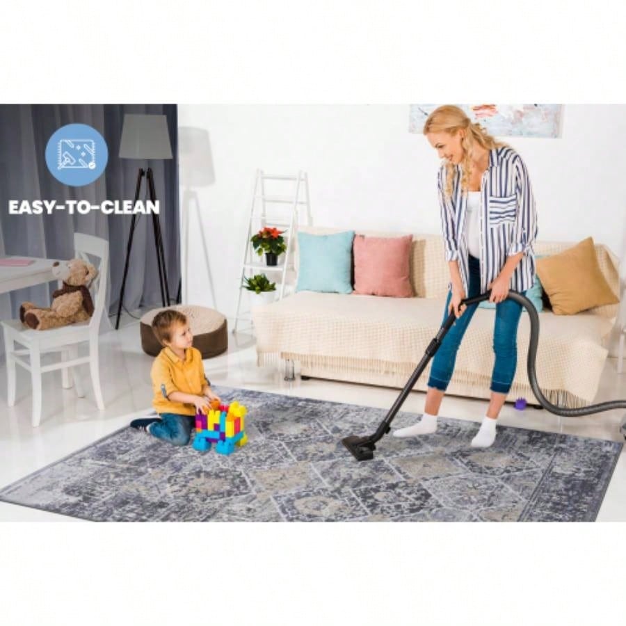 LOOM LUXE 8X10/Blue/Traditional Non - Shedding Living Room Bedroom Dining Home Office Stylish and Stain Resistant Area Rug