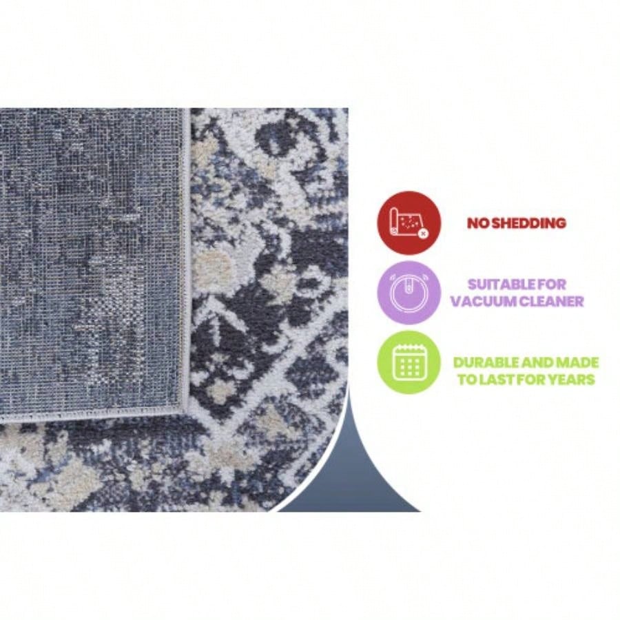 LOOM LUXE 8X10/Blue/Traditional Non - Shedding Living Room Bedroom Dining Home Office Stylish and Stain Resistant Area Rug