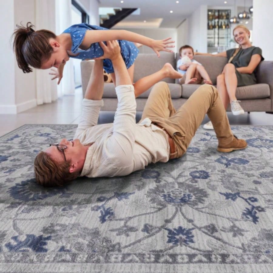 LOOM LUXE 6X9 Blue/Silver/ Non - Shedding Living Room Bedroom Dining Home Office Stylish and Stain Resistant Area Rug