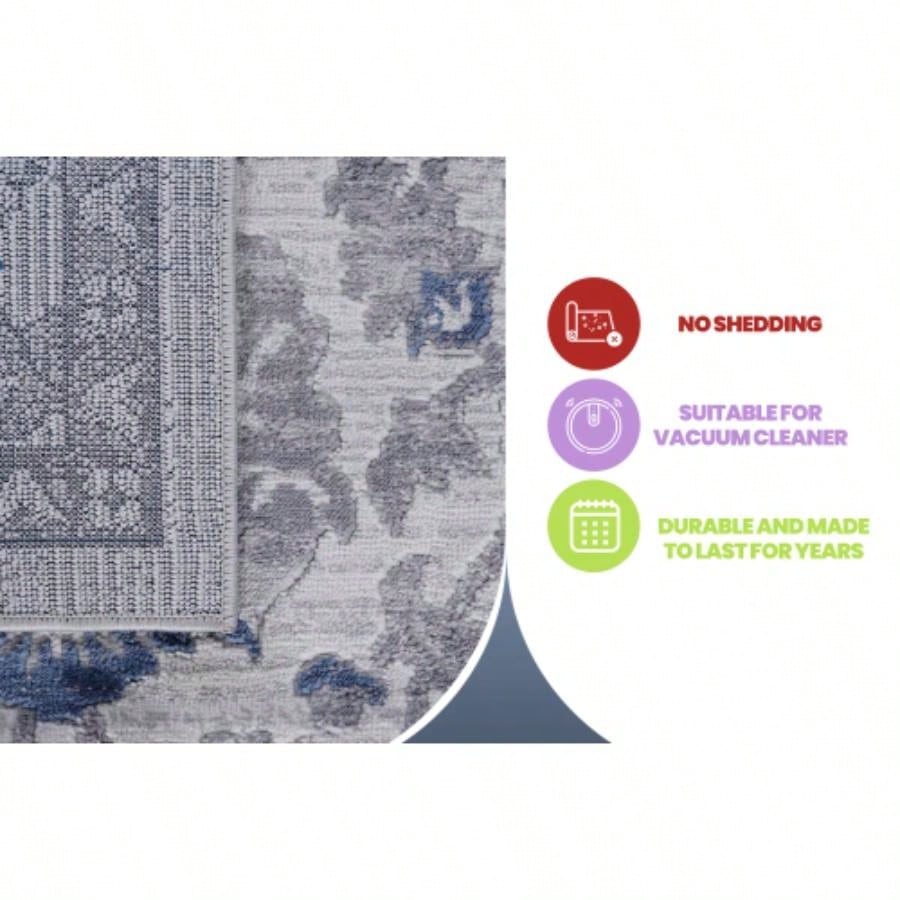LOOM LUXE 6X9 Blue/Silver/ Non - Shedding Living Room Bedroom Dining Home Office Stylish and Stain Resistant Area Rug
