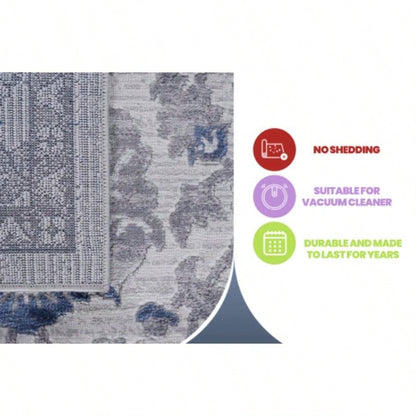 LOOM LUXE 6X9 Blue/Silver/ Non - Shedding Living Room Bedroom Dining Home Office Stylish and Stain Resistant Area Rug