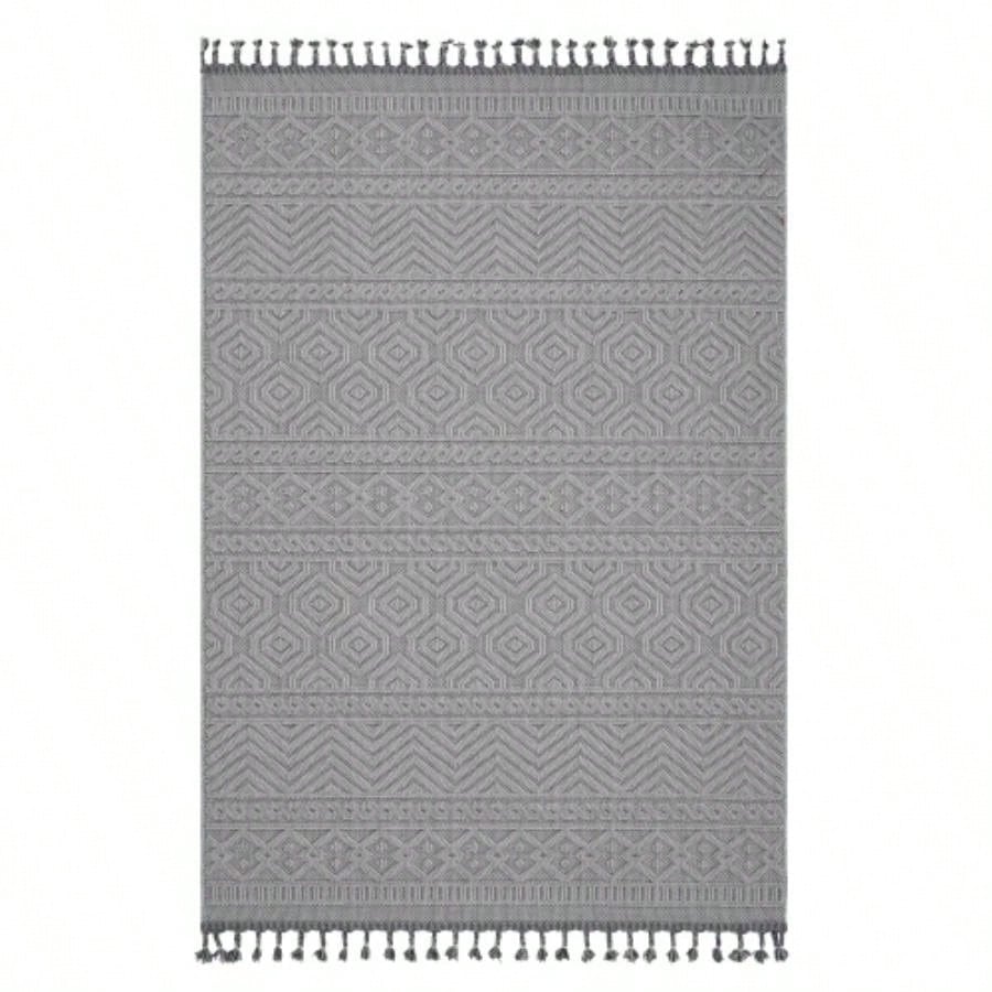 NAAR Guros 6X9 White/ Geometric Indoor/ Outdoor Area Rug