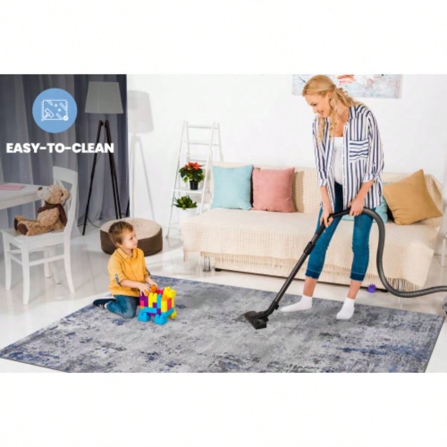 NAAR MARFI 5X7 Silver/ Blue/ Abstract Area Rug