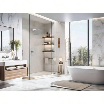 Shower Faucet With Storage Rack 8 - inch Rain Shower Shower decoration kit with single spray shower Shower Faucet Set Complete Brushed Nickel