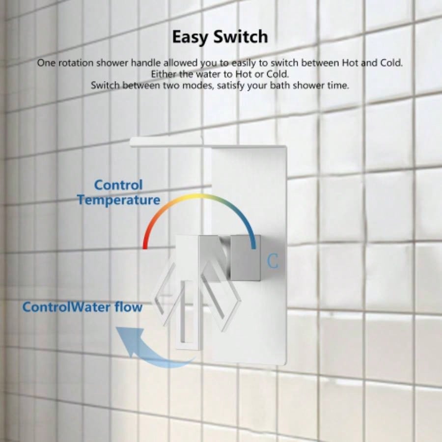 Shower Faucet With Storage Rack 8 - inch Rain Shower Shower decoration kit with single spray shower Shower Faucet Set Complete Brushed Nickel