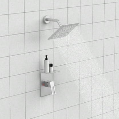Shower Faucet With Storage Rack 8 - inch Rain Shower Shower decoration kit with single spray shower Shower Faucet Set Complete Brushed Nickel