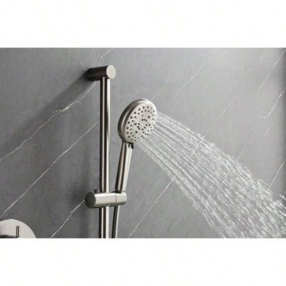 Shower System with Shower, Hand Shower, Slide Bar, Bodysprays, Shower Arm, Hose, Trim, and Lever Handles