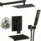Male NPT Shower Faucet Set, Waterfall Shower System Bathroom, High Pressure 10 Rain Shower and Handheld Shower Spray, Wall Mount Tub Faucet Shower with Trim and Diverter, Matte Black