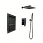 Shower System with rain shower, hand shower, control, shower bracket, hose and niche