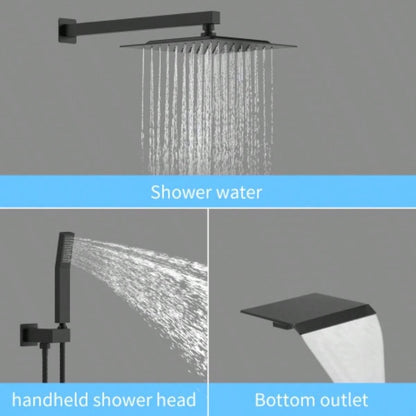 Rain Shower System Brushed Nickel Tub Shower Faucet Set 10 Inch Square Rainfall Shower with Handheld Sprayer and Waterfall Tub Spout Pressure Balance Rough - in Shower Mixer Combo