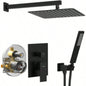 Male NPT Matte Black Shower System, Shower Faucet Set Bathroom Shower Fixtures with 12 Inch Rain Shower and Handheld Pressure Balance Shower Trim Kit Included