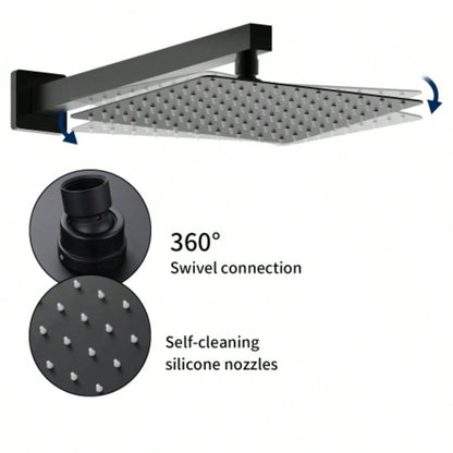 Male NPT Matte Black Shower System, Shower Faucet Set Bathroom Shower Fixtures with 12 Inch Rain Shower and Handheld Pressure Balance Shower Trim Kit Included