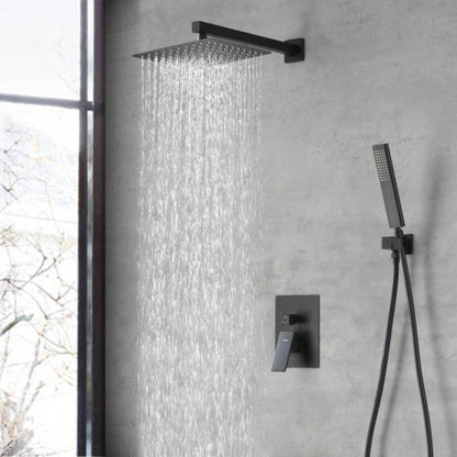 Male NPT Matte Black Shower System, Shower Faucet Set Bathroom Shower Fixtures with 12 Inch Rain Shower and Handheld Pressure Balance Shower Trim Kit Included