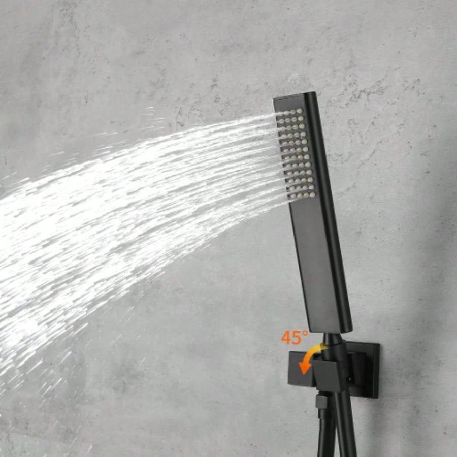 Male NPT Matte Black Shower System, Shower Faucet Set Bathroom Shower Fixtures with 12 Inch Rain Shower and Handheld Pressure Balance Shower Trim Kit Included