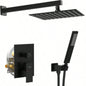 Male NPT Matte Black Shower System, Shower Faucet Set Bathroom Shower Fixtures with 12 Inch Rain Shower and Handheld Pressure Balance Shower Trim Kit Included