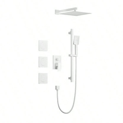 Shower System with Shower, Hand Shower, Slide Bar, Bodysprays, Shower Arm, Hose, Trim, and Lever Handles