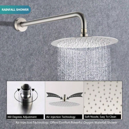 Wall Mounted Round Shower Combo Set with 10 Rain Shower and Handheld Shower Set with Pressure Balancing