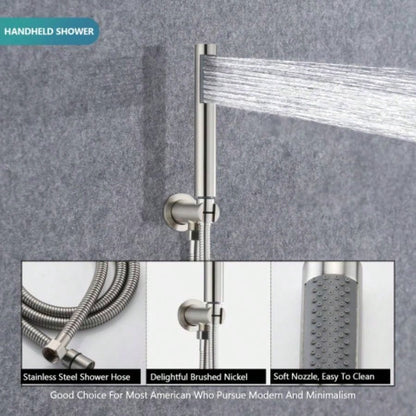 Wall Mounted Round Shower Combo Set with 10 Rain Shower and Handheld Shower Set with Pressure Balancing