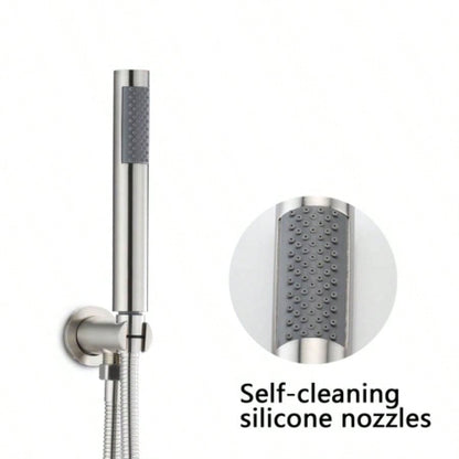 Wall Mounted Round Shower Combo Set with 10 Rain Shower and Handheld Shower Set with Pressure Balancing