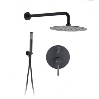Wall Mounted Round Shower Combo Set with 10 Rain Shower and Handheld Shower Set with Pressure Balancing