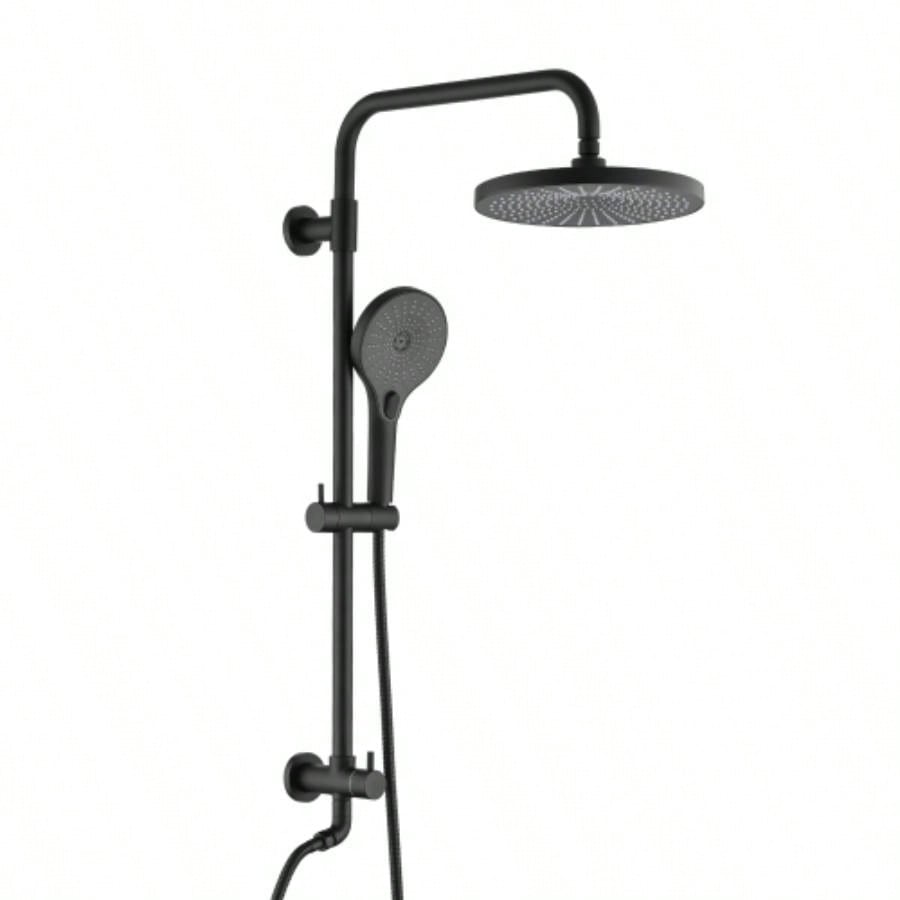 Shower with Handheld Shower System with 8 Rainfall Shower Shower System Dual Shower Combo 3 - Setting Handheld Sprayer with Slide Bar Matte Black