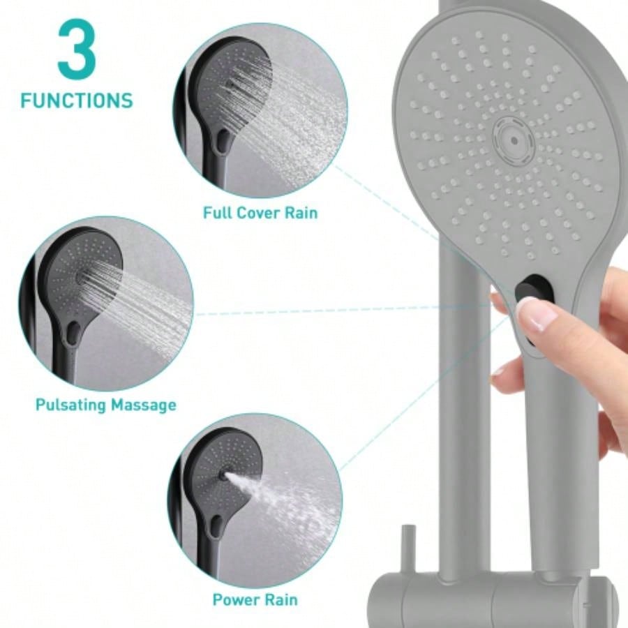 Shower with Handheld Shower System with 8 Rainfall Shower Shower System Dual Shower Combo 3 - Setting Handheld Sprayer with Slide Bar Matte Black