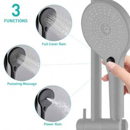 Shower with Handheld Shower System with 8 Rainfall Shower Shower System Dual Shower Combo 3 - Setting Handheld Sprayer with Slide Bar Matte Black
