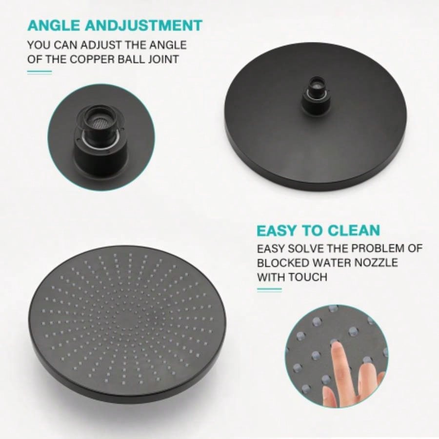 Shower with Handheld Shower System with 8 Rainfall Shower Shower System Dual Shower Combo 3 - Setting Handheld Sprayer with Slide Bar Matte Black