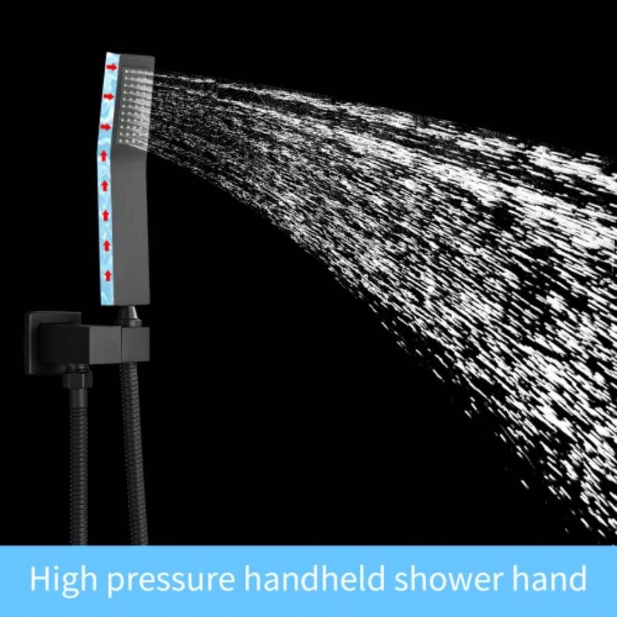 Shower System Shower Faucet Combo Set Wall Mounted with 12 Rainfall Shower and handheld shower faucet, Matte Black with Brass Rough - In