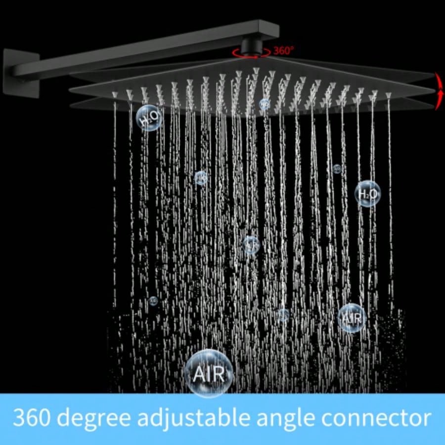 Shower System Shower Faucet Combo Set Wall Mounted with 12 Rainfall Shower and handheld shower faucet, Matte Black with Brass Rough - In
